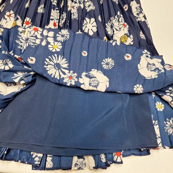 Jason Wu Skirt Pleated Daisy Flowers Blue Womens 8 Zip Side Knee Length - Picture 3 of 7
